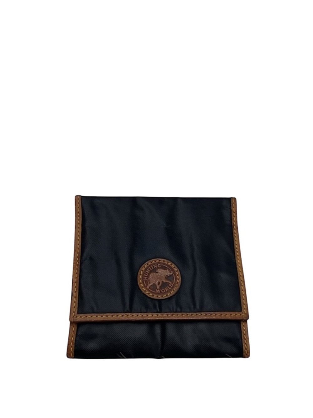 HUNTING WORLD - BLACK TAN NYLON SNAP COIN CASE HOLDER PURSE WALLET